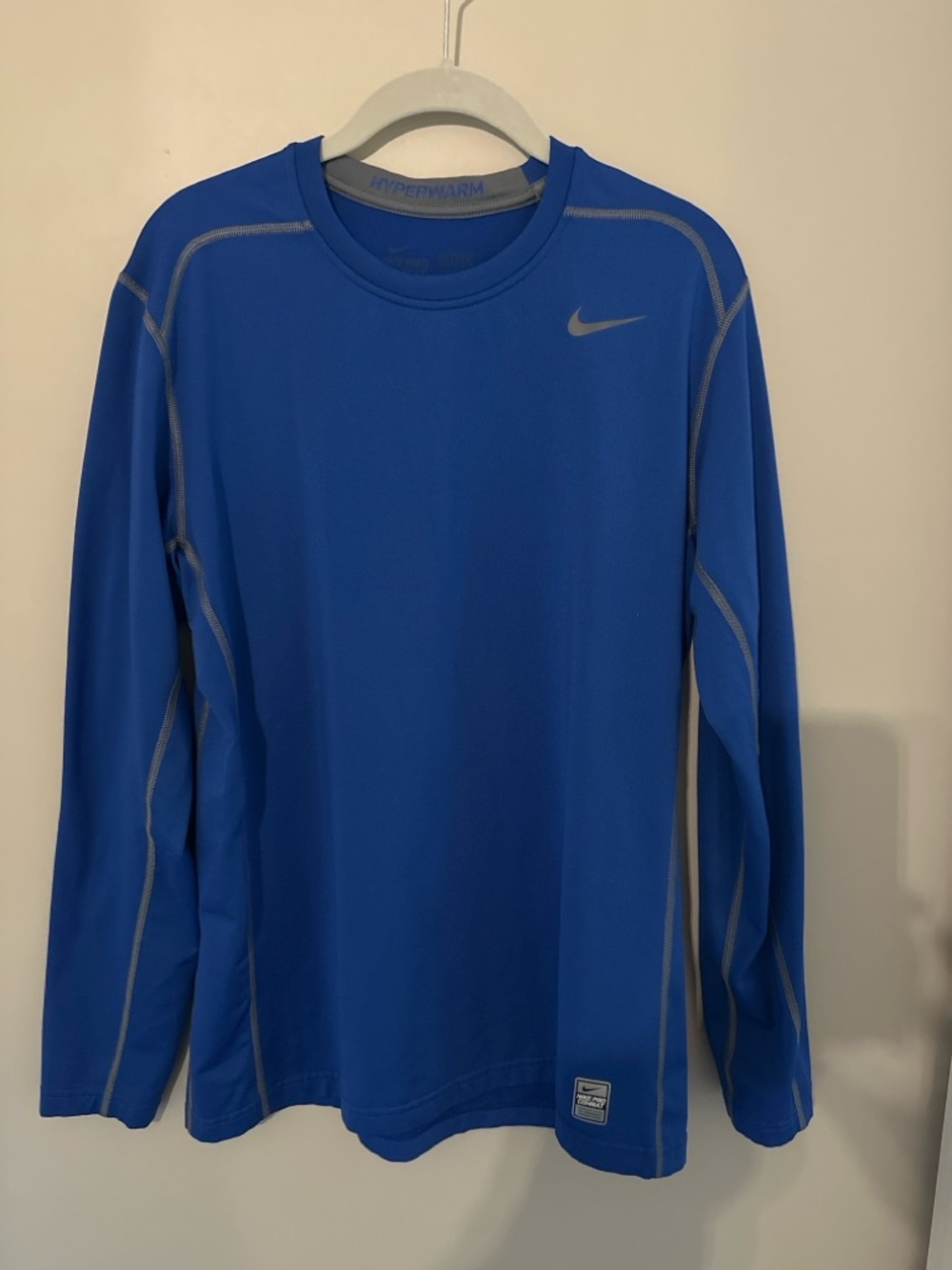 Nike Pro Combat Hyperwarm Youth Large Base Layer Blue Compression Shirt